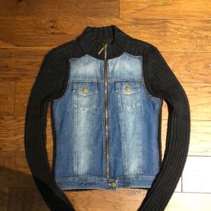 52 Weekends - M Sweater Denim Zip Front Sweater Bk